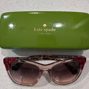 Kate Spade Red and Brown Sunglasses with Green Case